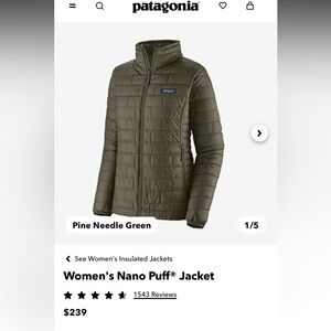 Patagonia Nano Puff Jacket Women’s Large Green